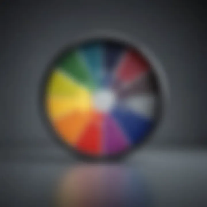 A color wheel illustrating various paint colors and their relationships.