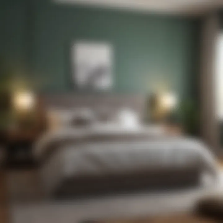 A cozy bedroom with a soothing color scheme designed for relaxation.