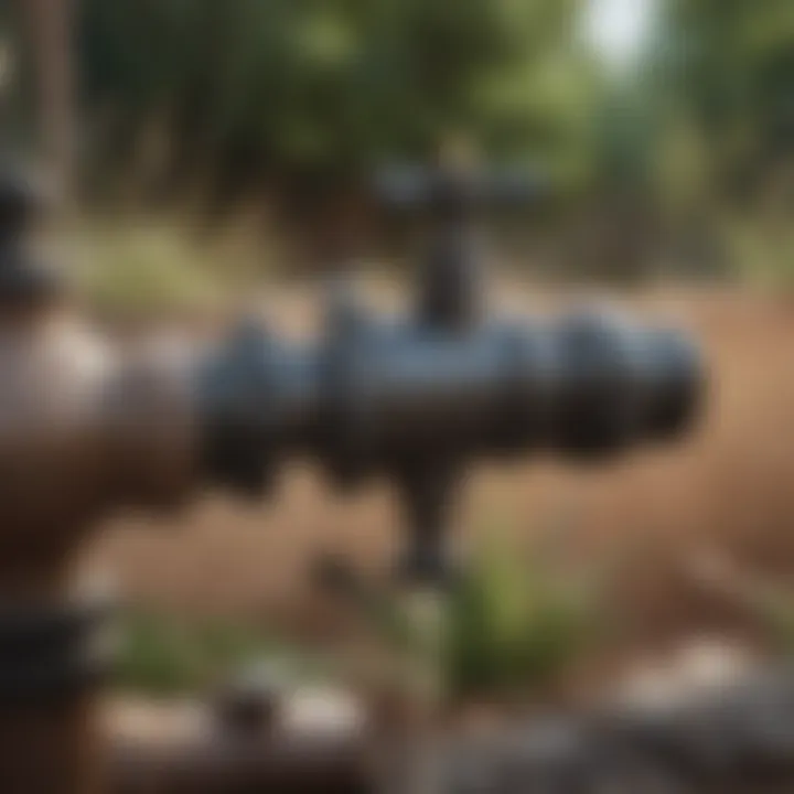 Close-up of a shut off valve with water conservation tips displayed