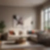 Elegant living room showcasing a contemporary sofa