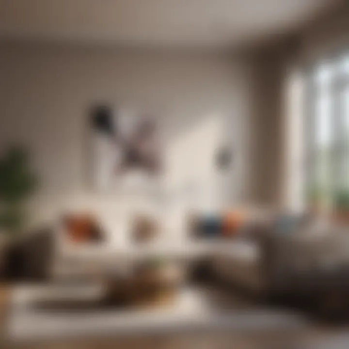 Elegant living room showcasing a contemporary sofa