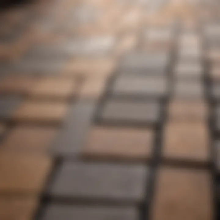 Close-up of different types of patio paver materials