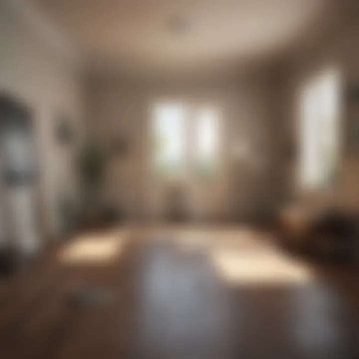 A large room being measured for painting estimation