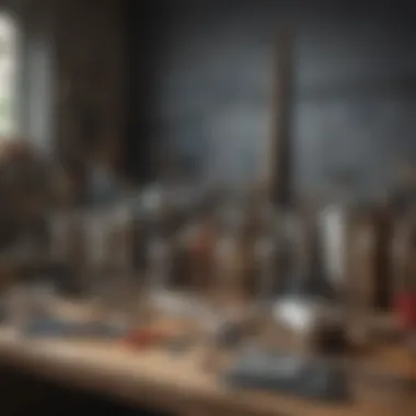 Tools and supplies laid out for a painting project
