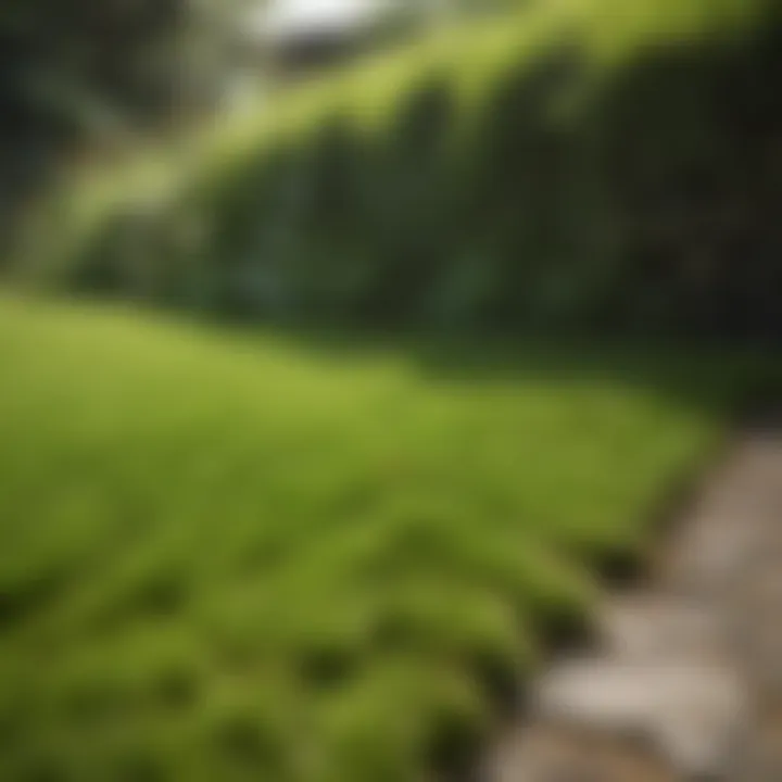Illustration of healthy lawn compared to moss-infested area