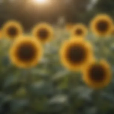 Mature sunflowers in full bloom under the sun