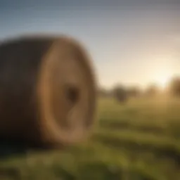 Freshly laid hay covering a grassy field