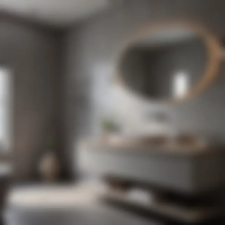 Bathroom transformation featuring gray cabinets in modern design