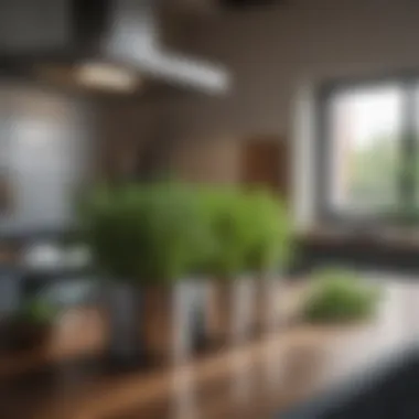 Fresh herbs displayed in a stylish kitchen setting