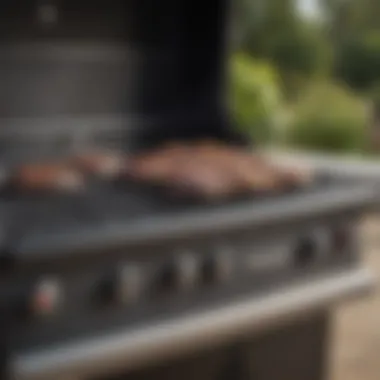 A close-up view of the unique features of a Weber hybrid grill, highlighting its functionality