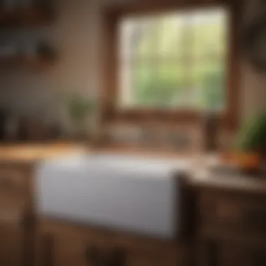 Farmhouse Sink Enhancing Classic Kitchen Aesthetics Rustic farmhouse sink in a classic kitchen setting