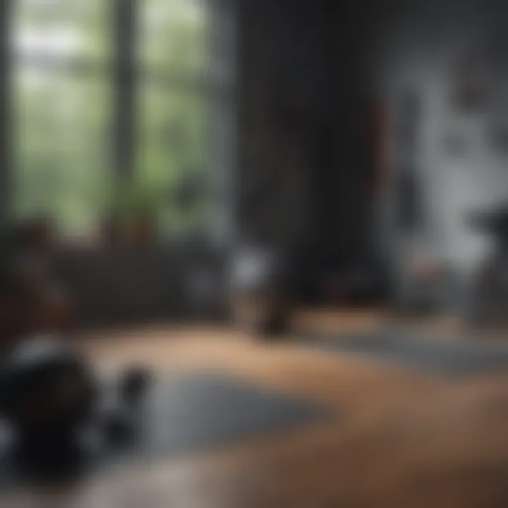 A variety of fitness equipment in a home gym