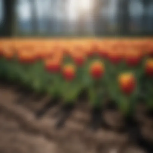 Colorful tulip bulbs ready for planting