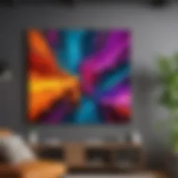 Colorful abstract artwork on a living room wall