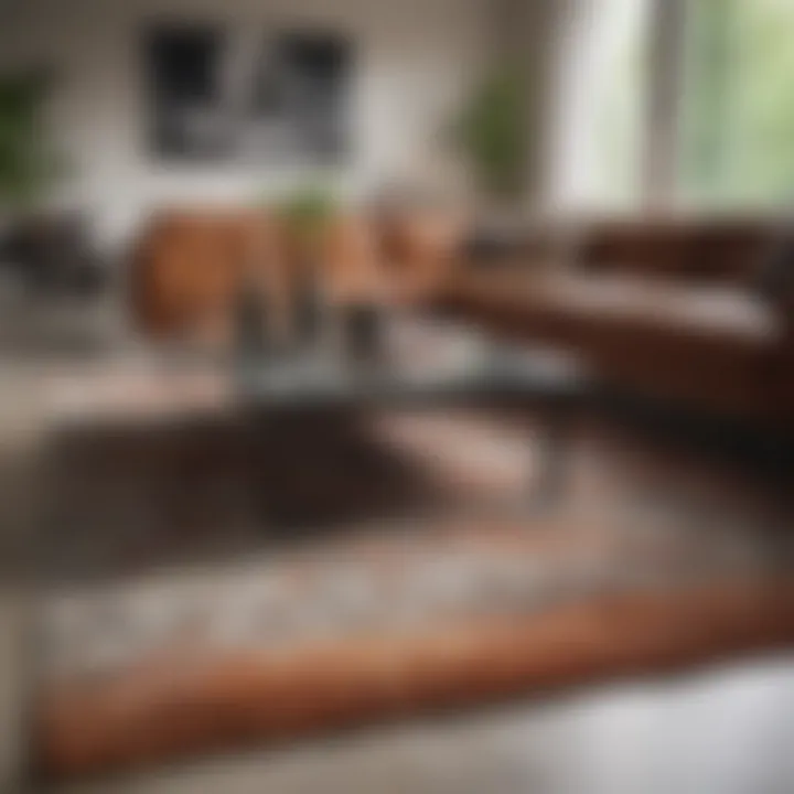 Stylish modern area rug in a contemporary living room setting