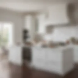 Elegant kitchen featuring white cabinets and a seamless white backsplash